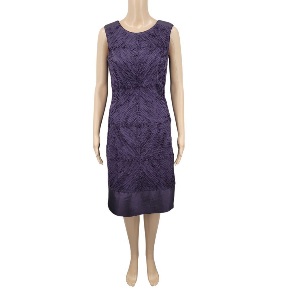 Rena Lange Silk Sheath Deep Purple Evening Cocktail